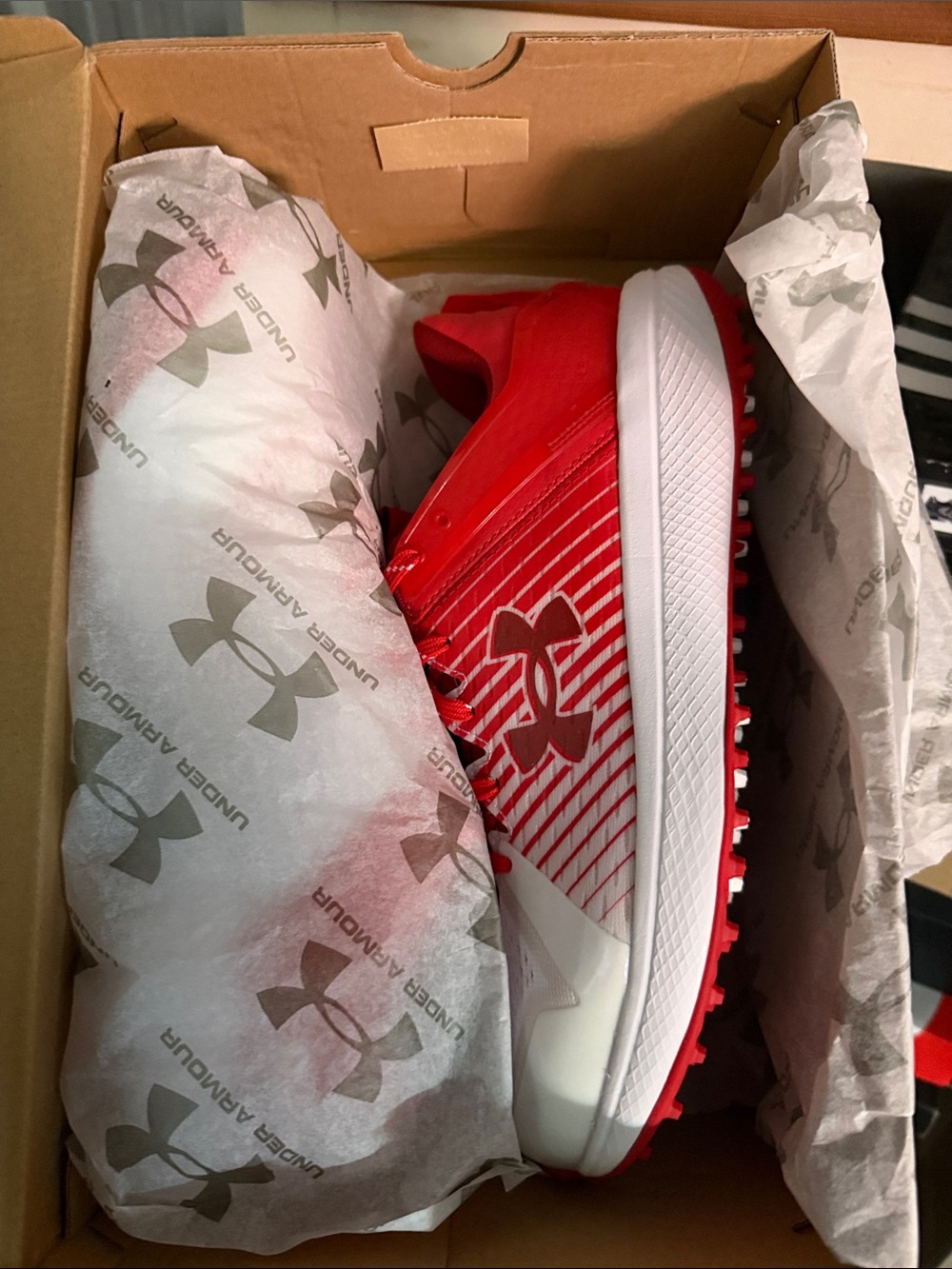 Under Armour Red and White Men's Turfs